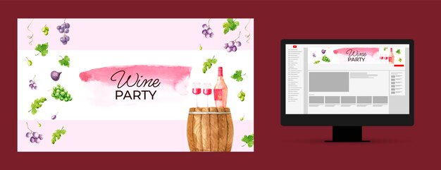 Watercolor wine party youtube channel art