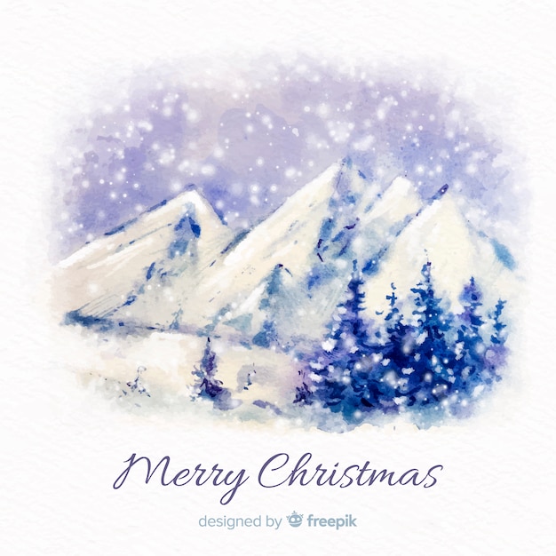 Free Vector watercolor winter landscape background