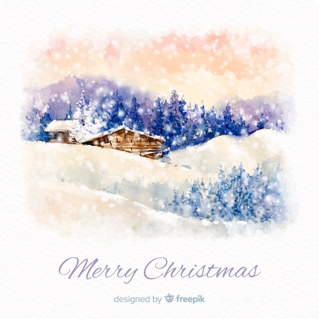 Free vector watercolor winter landscape background