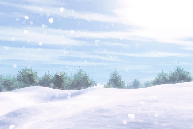 Free Vector watercolor winter landscape