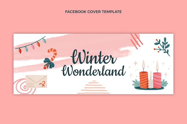 Watercolor winter social media cover template