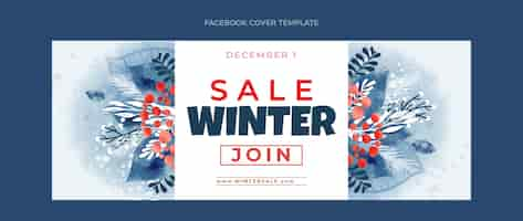 Free vector watercolor winter social media cover template