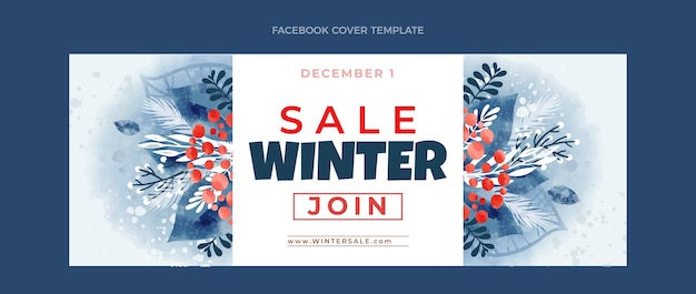 Free Vector watercolor winter social media cover template