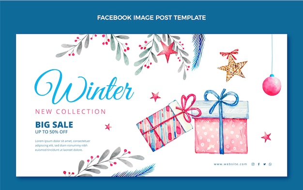 Watercolor winter social media post template