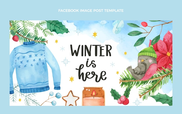 Free vector watercolor winter social media post template