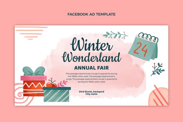 Watercolor winter social media promo template