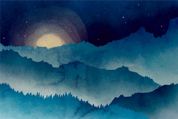 Watercolor winter solstice background