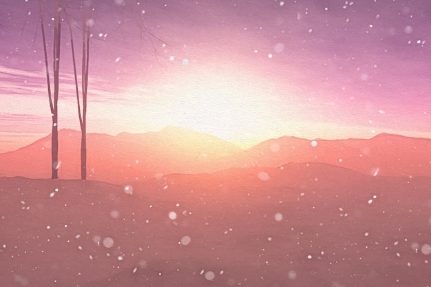 Watercolor winter solstice background