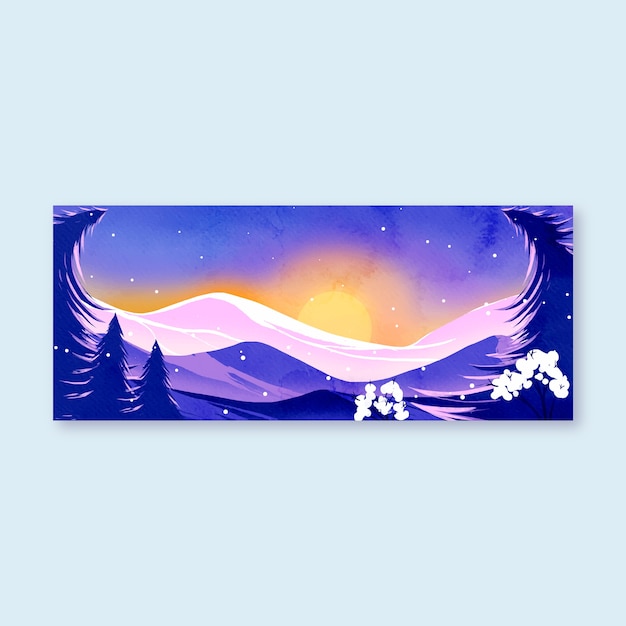 Free Vector watercolor winter solstice horizontal banner