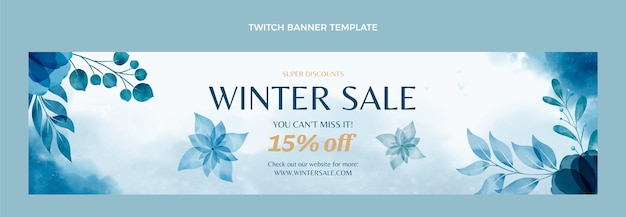 Free Vector watercolor winter twitch banner