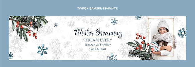 Free vector watercolor winter twitch banner