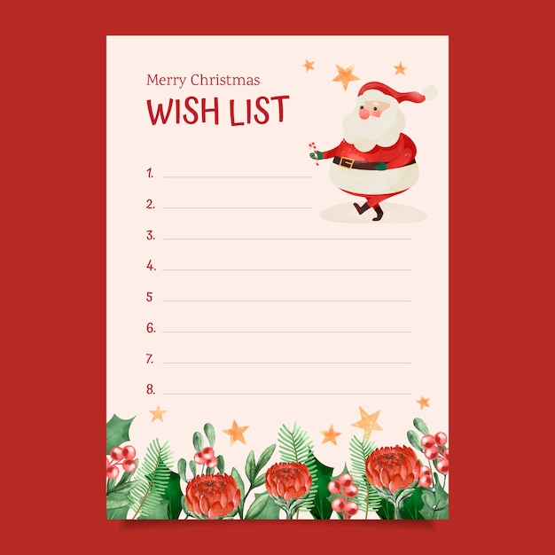 Free Vector watercolor wish list template with plants