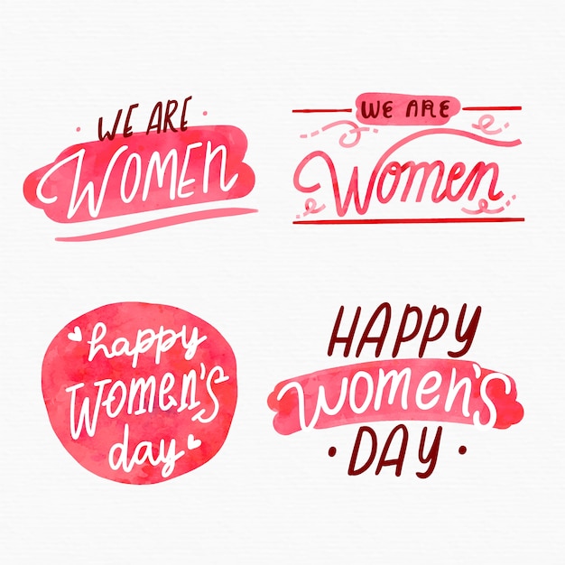 Watercolor women's day badge collection