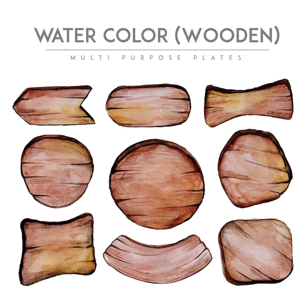 Watercolor wooden boards collection