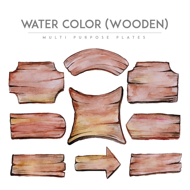 Watercolor wooden collection