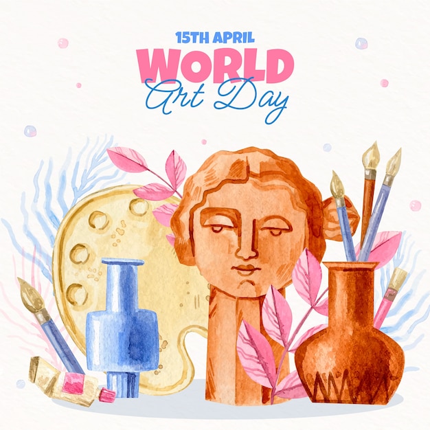 Free Vector watercolor world art day illustration