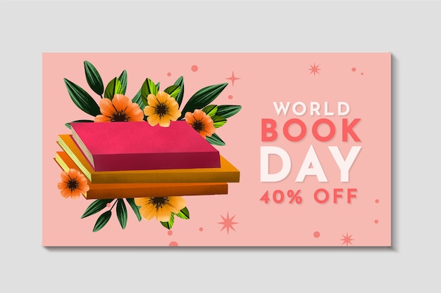 Free vector watercolor world book day horizontal banner template