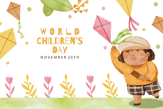 Watercolor world children's day background