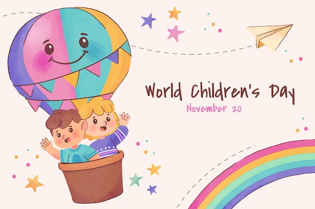 Free vector watercolor world children's day background