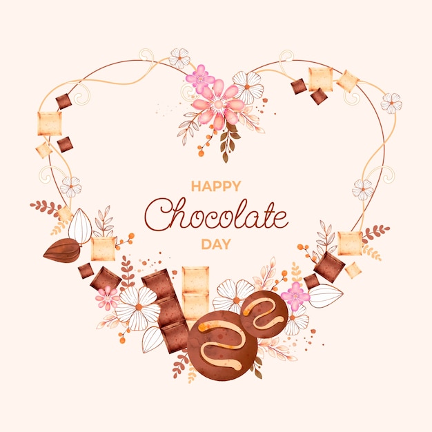 Free Vector watercolor world chocolate day illustration