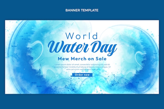 Free Vector watercolor world water day sale horizontal banner