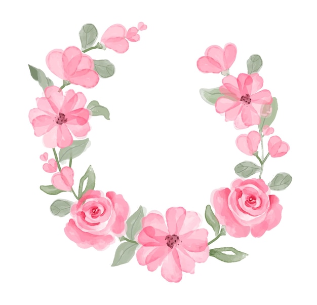 Watercolor wreath spring flowers