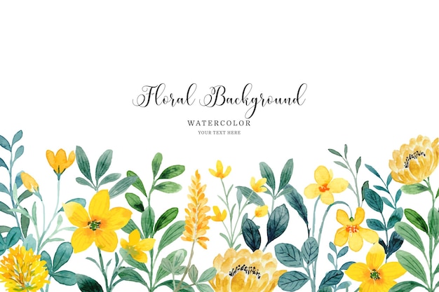 Watercolor yellow flower garden background