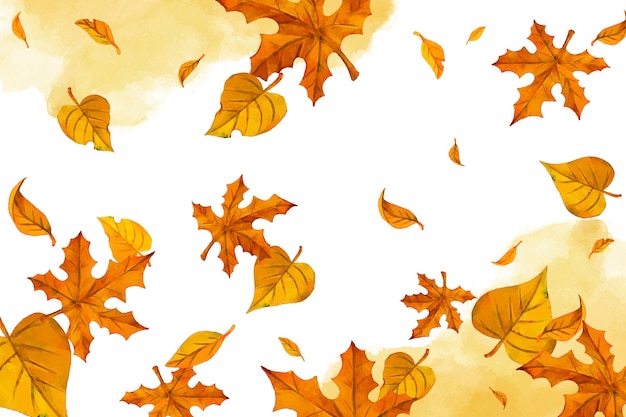 Free vector watercolor yellow leaves falling