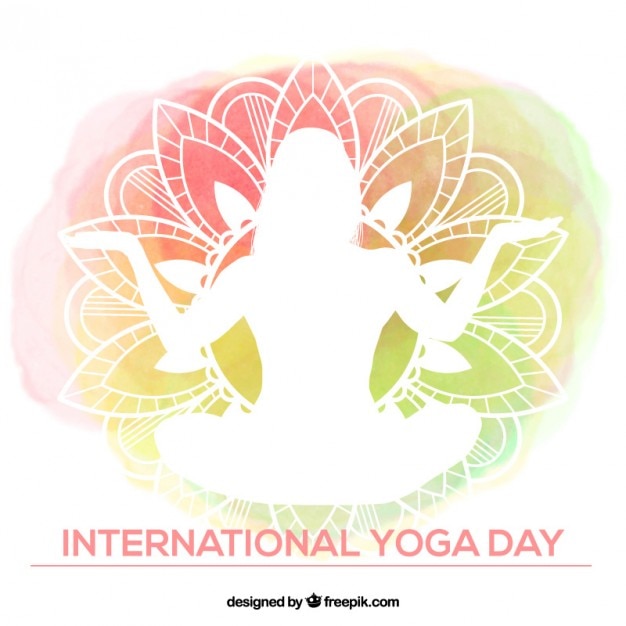 Free vector watercolor yoga background with white silhouette