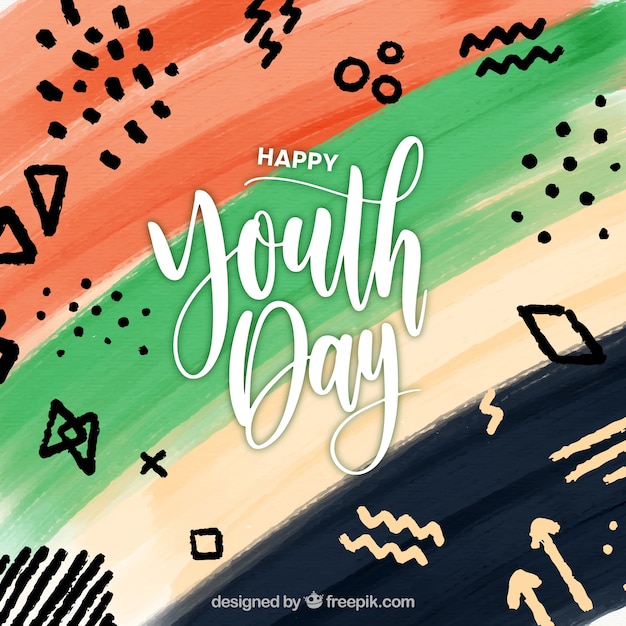 Free Vector watercolor youth day background in memphis style