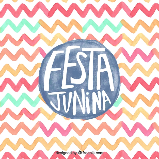 Watercolor zig-zag lines festa junina background