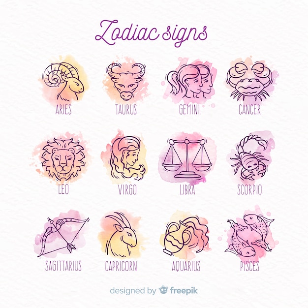 Watercolor zodiac signs pack