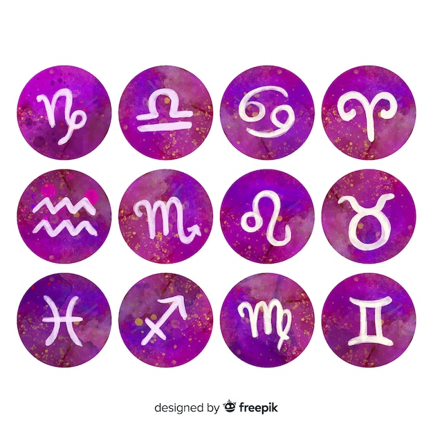 Free vector watercolor zodiac signs