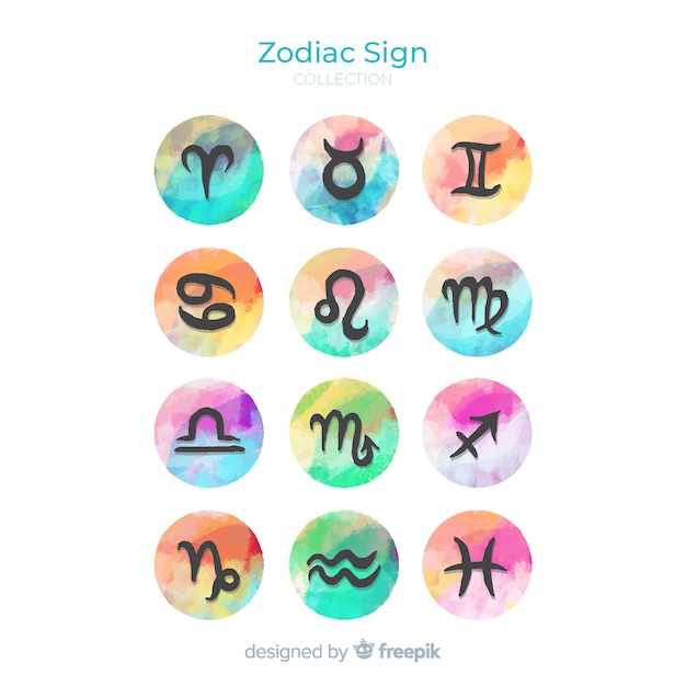 Free vector watercolor zodiac signs