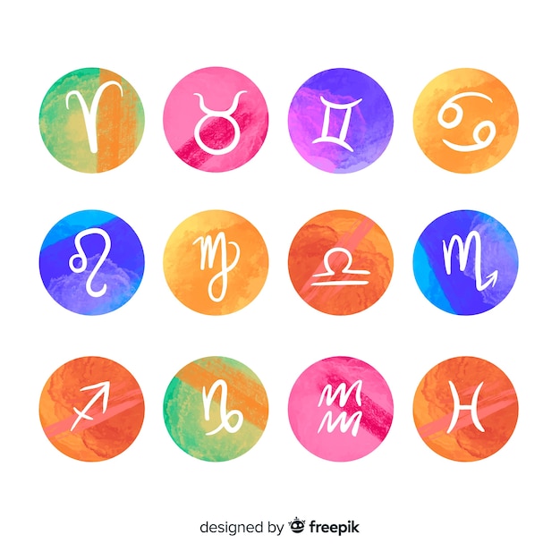 Free vector watercolor zodiac signs