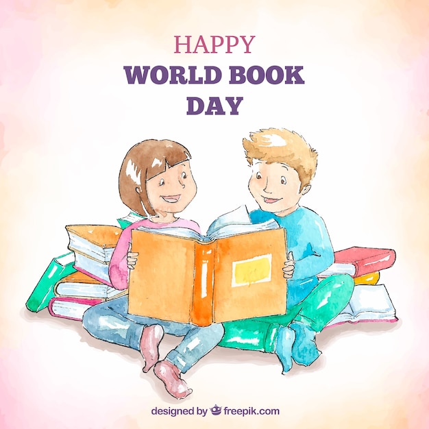 Free Vector watercolour background happy world book day