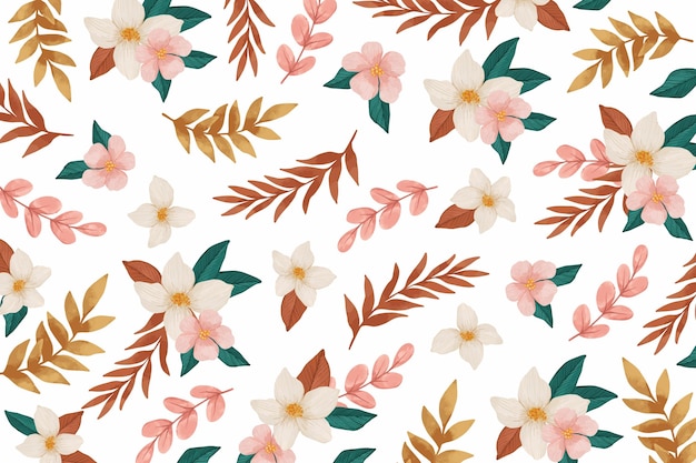 Watercolour background with pink flowers