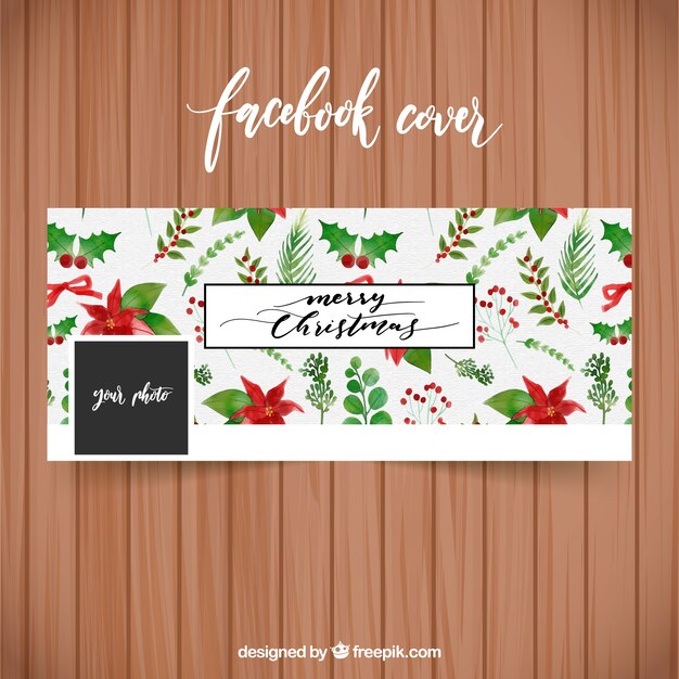 Watercolour facebook cover for christmas