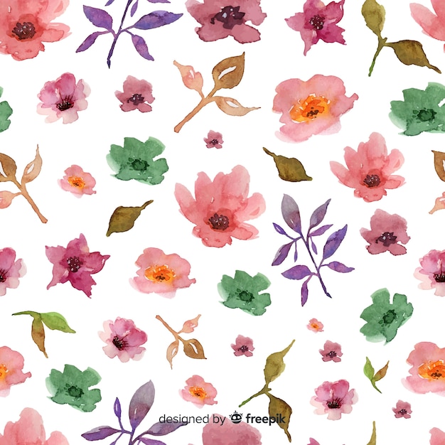 Watercolour floral background on white background