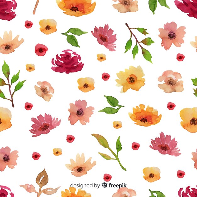 Watercolour floral seamless pattern background