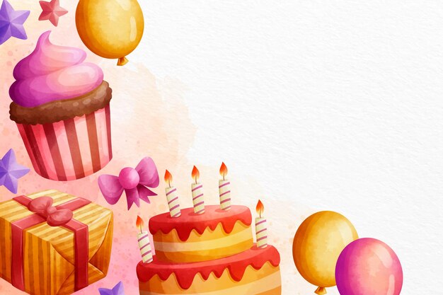 Watercolour happy birthday copy space