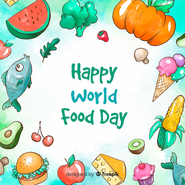 Watercolour happy world food day 