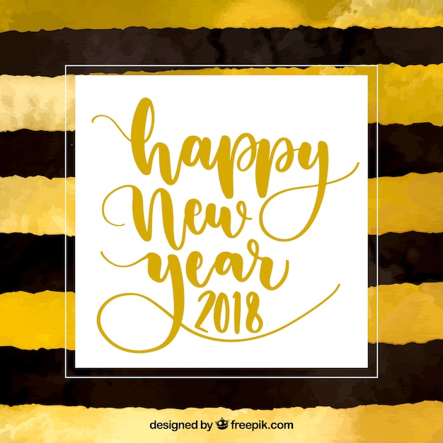 Free Vector watercolour new year background with yellow and black stripes