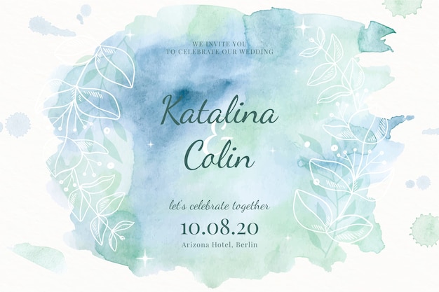 Free Vector watercolour wedding invitation template