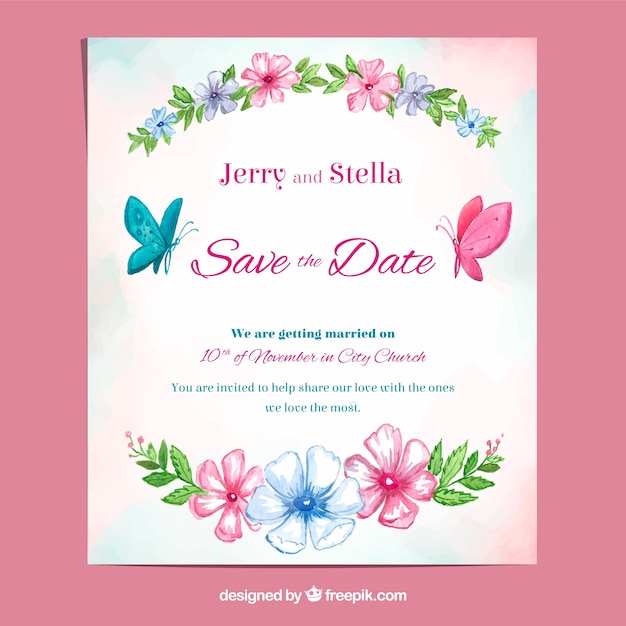 Watercolour wedding invitation