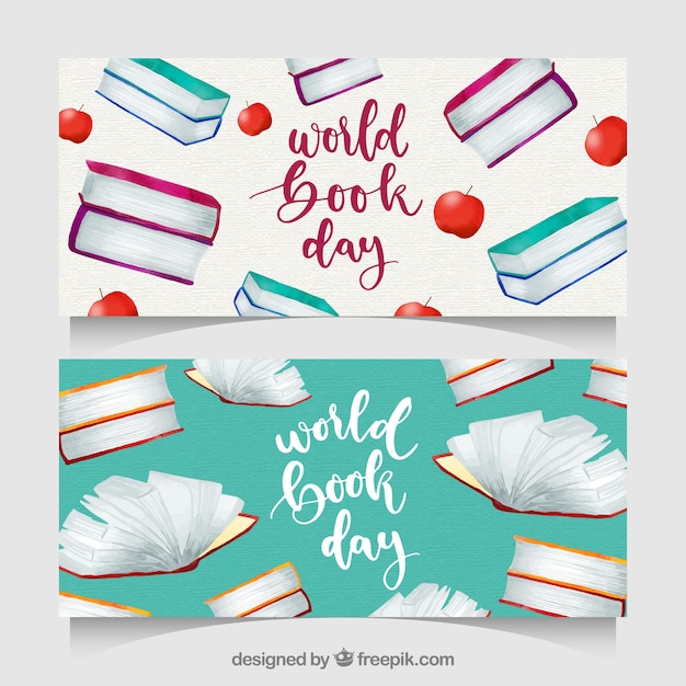 Free Vector watercolour world book day banners