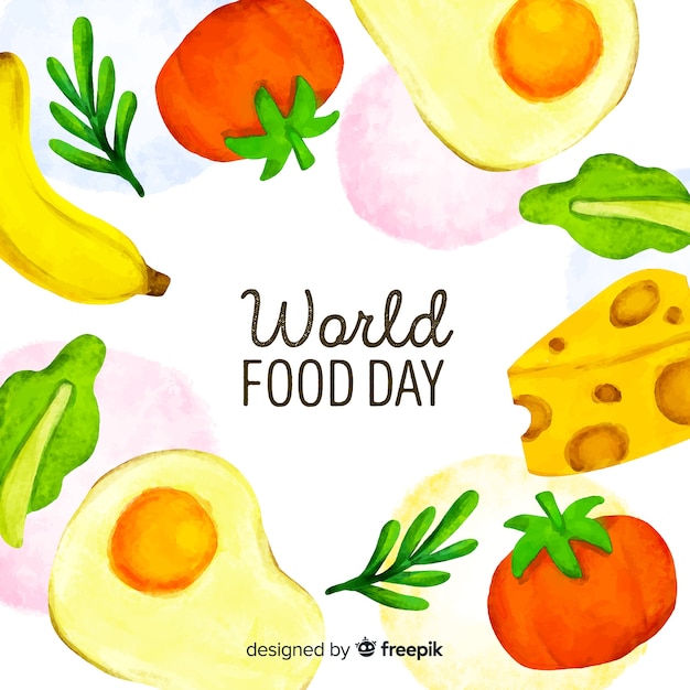 Free Vector watercolour world food day with fruit and dairy products