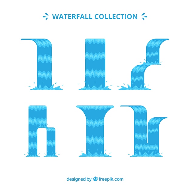 Free vector waterfalls collection in cartoon style