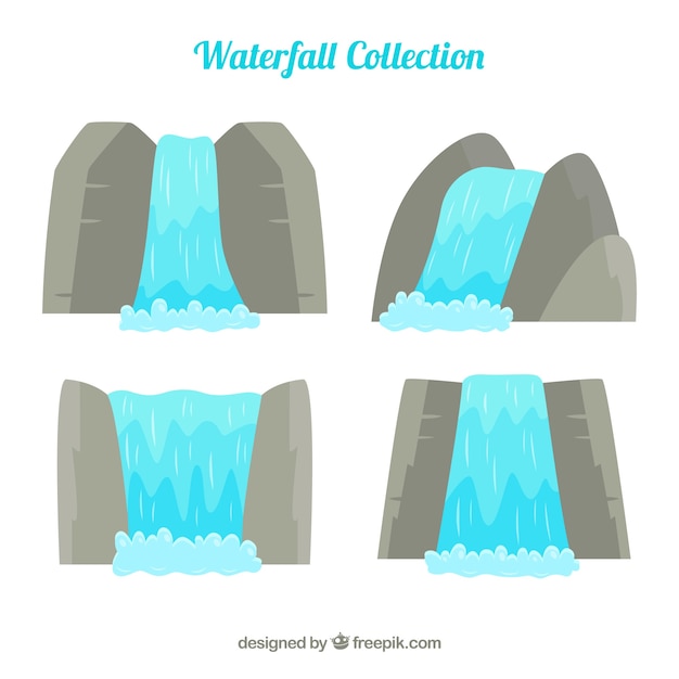 Free Vector waterfalls collection in cartoon style