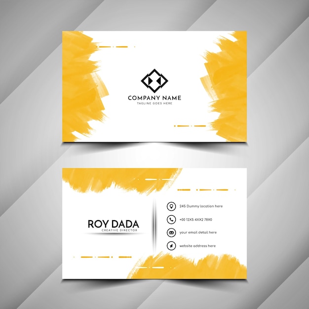 Watrecolor style elegant yellow business card template